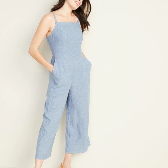 navy blue petite jumpsuit